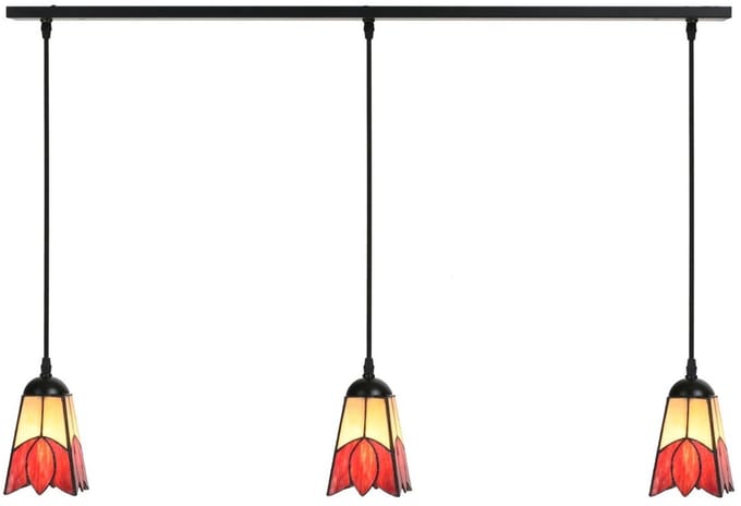 3 x Tiffany Fleur de Vanneau Kievitsbloem lampen aan plafondbalk - Art Deco Trade