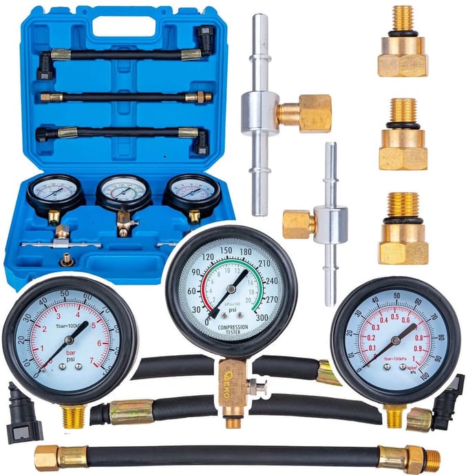 GEKO Motorfiets druktester - Nauwkeurige diagnose - Duurzaam staal - Complete set