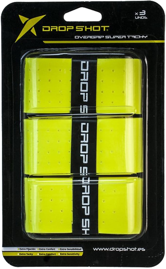 Drop Shot padel overgrip TACKY - neon geel - 3stuks