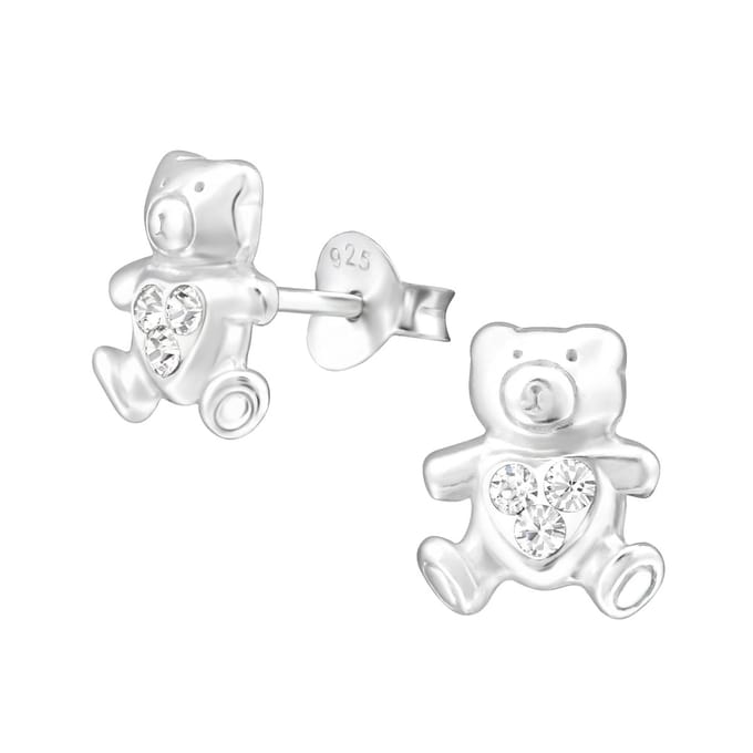 Amanto Kids Oorbellen Gabi - 925 Zilver E-Coating - Beertje - 8x9mm