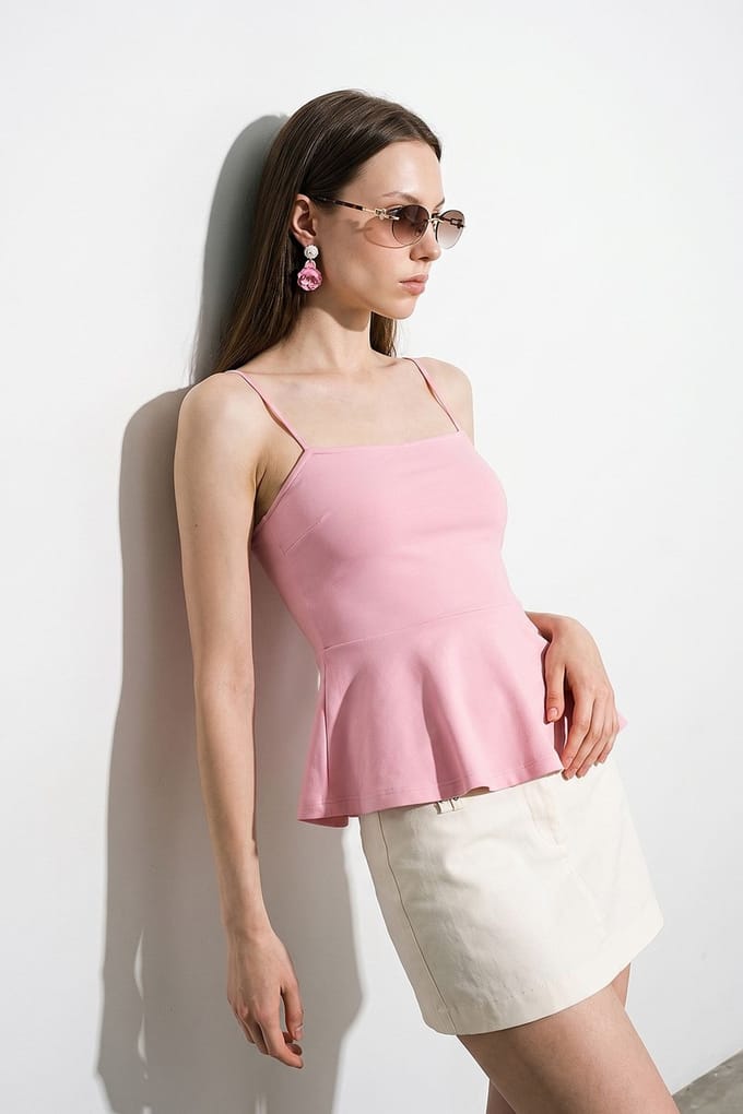 Aansluitende Vierkante Hals Franje Camisole Top