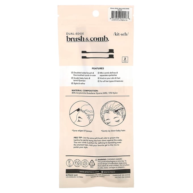 Kitsch, brosse et peigne à double tranchant, 2 brosses