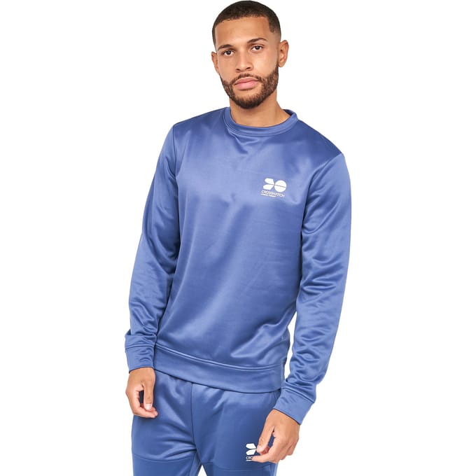 Crosshatch Heren Langtons Crew Neck Track Top (Blauw Indigo)