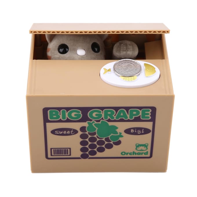Mooie Kat Automatische Munten Steal Kat Centen Spaarpot voor Kinderen (#3) beige