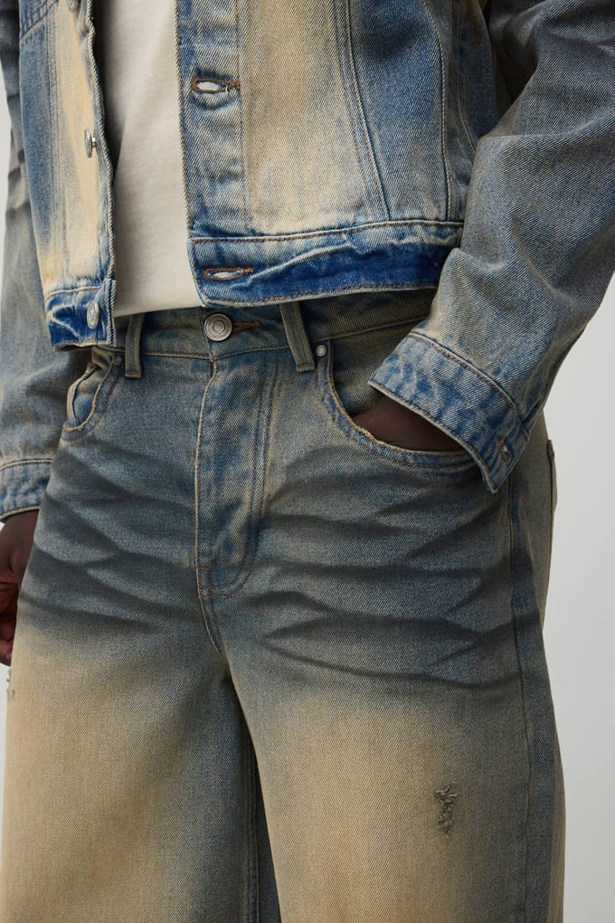 Baggy Extreme Washed Gebleekte Jeans | Bleached Blue | Size 34R