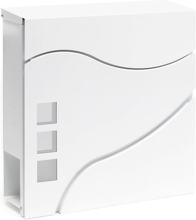 Moderne Wandbrievenbus met Krantenrol - Poedergecoat in Wit