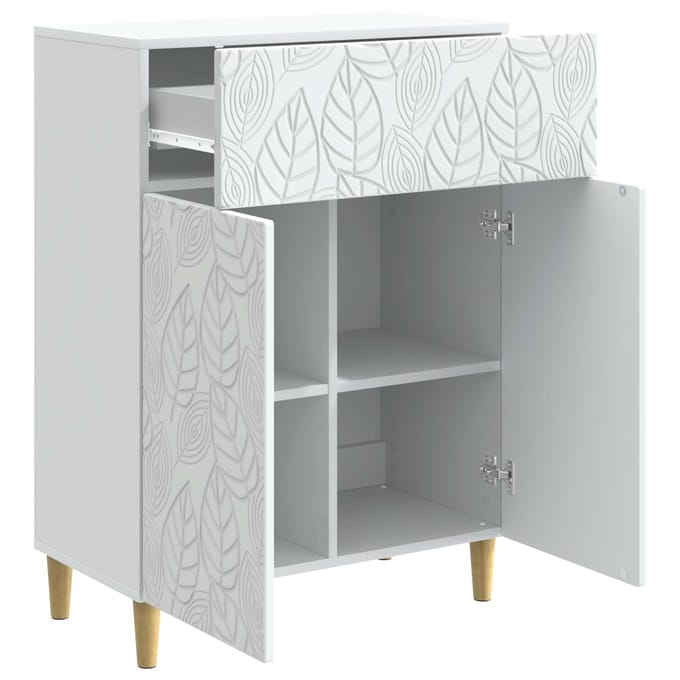 vidaXL - Dressoir - Wit - 66 - x - 34,5 - x - 90 - cm - Bewerkt - hout