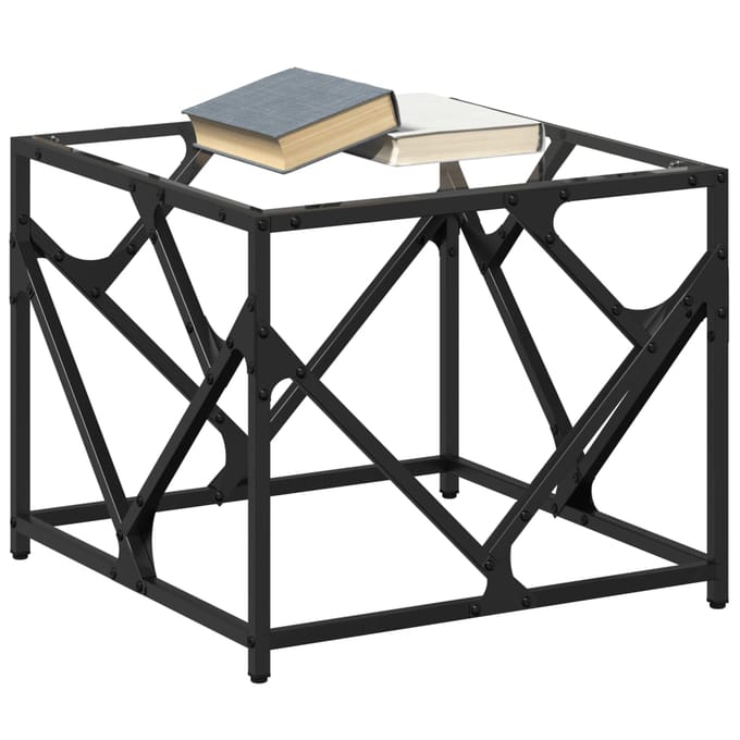 vidaXL - Salontafel - met - transparant - glazen - blad - 50x50x41 - cm - staal