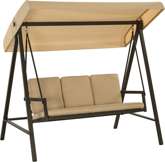 Outsunny Hollywoodschaukel Polyester, Netzstoff Beige