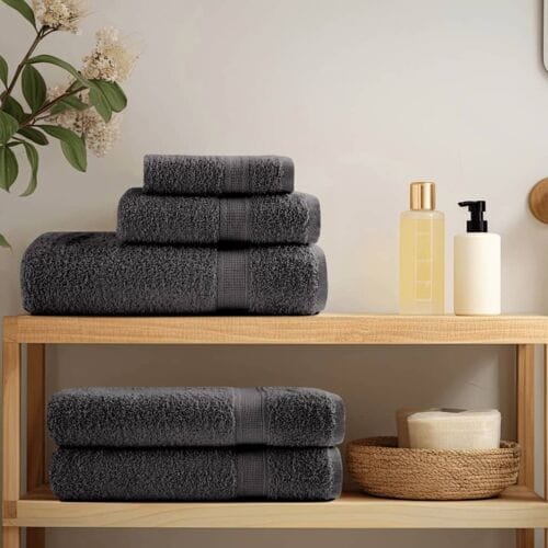 vidaXL - Handdoeken - SOLUND - 4 - st - 600 - g/m² - 50x100 - cm - antracietkleurig