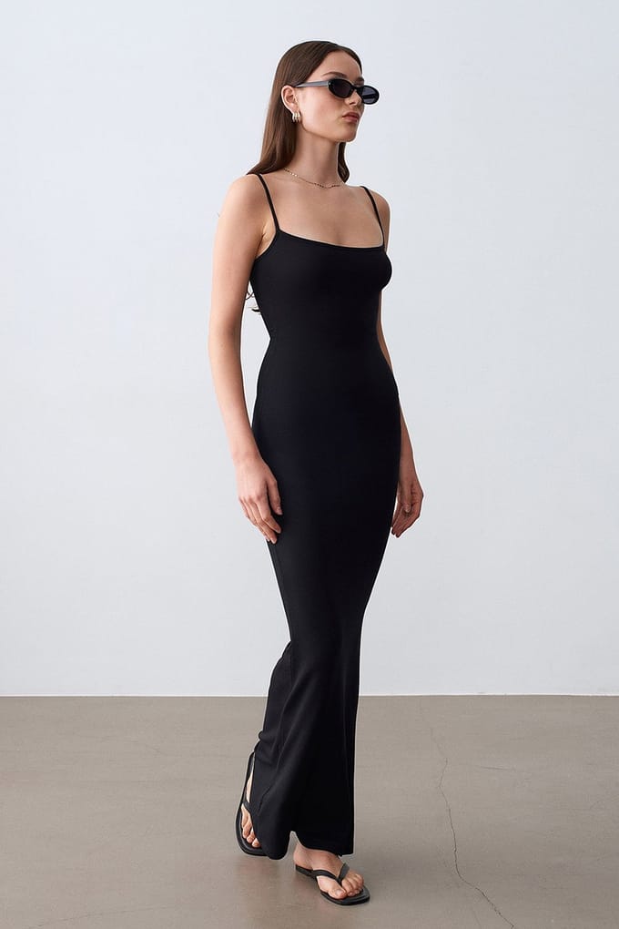 Geribbelde Bodycon Maxi-jurk