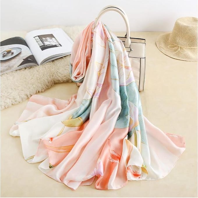 Sjaal - Scarf - Bloemen - 180 x 90cm - Roze