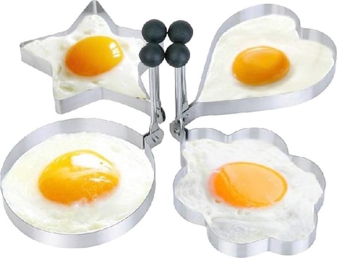 4-delige RVS gebakken ei bakvorm - Ei ring - ei vorm bakken - pannenkoek - pancake vorm