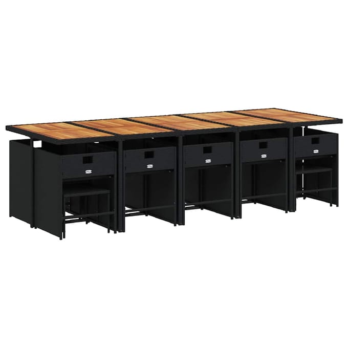 vidaXL - 15-delige - Tuinset - met - kussens - poly - rattan - zwart