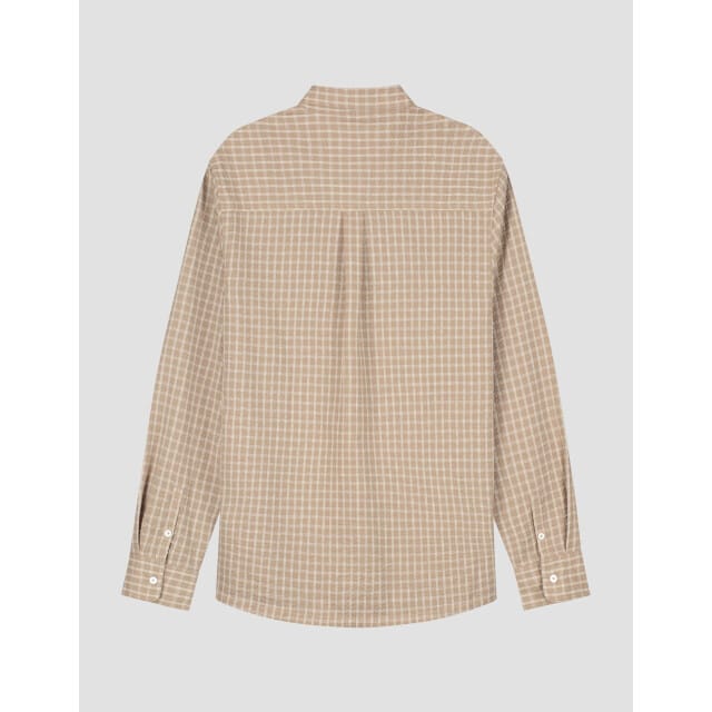 Olaf Checked Seersucker Ls Shirt Lange Mouw Overhemden Beige M240308
