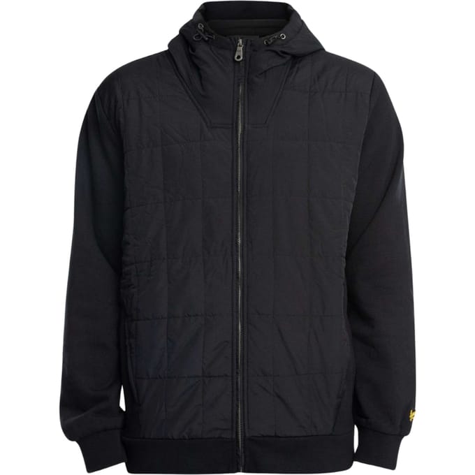 Lyle & Scott hybride gewatteerde zwarte hoodie met rits