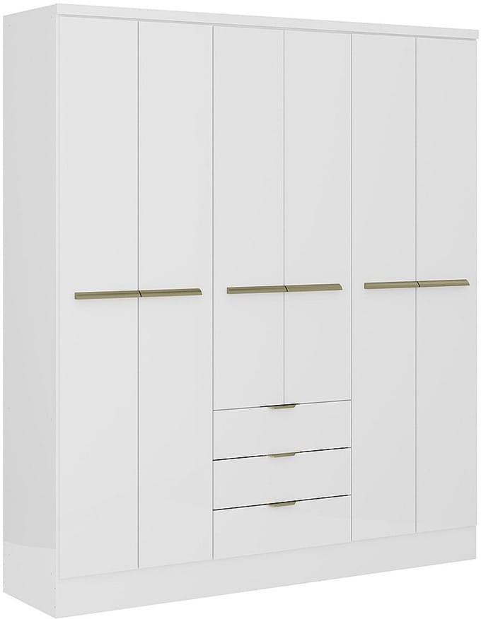 Vente-unique Kast met 6 deuren en 3 lades - L180 cm - Wit - PEROLI