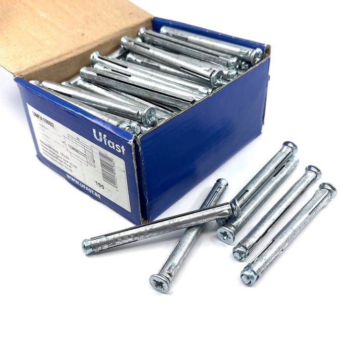 UFAST raamplug - Ø 10 mm - Lengte 92 mm - Verzinkt - Kruiskop - 100 stuks