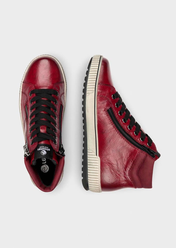 Leren schoenen met ritssluiting - rood - Gr. 37 van Goldner Fashion