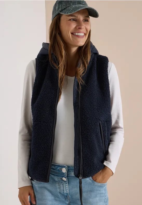 Teddy gilet met afneembare capuchon