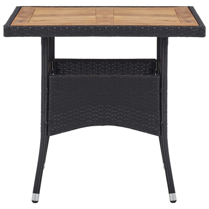 vidaXL - 3-delige - Tuinset - poly - rattan - en - acaciahout - zwart