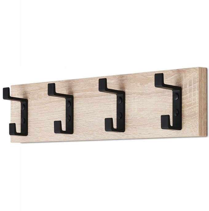 Wandkapstok met 4 Haken - Sonoma Oak - Industrieel Design