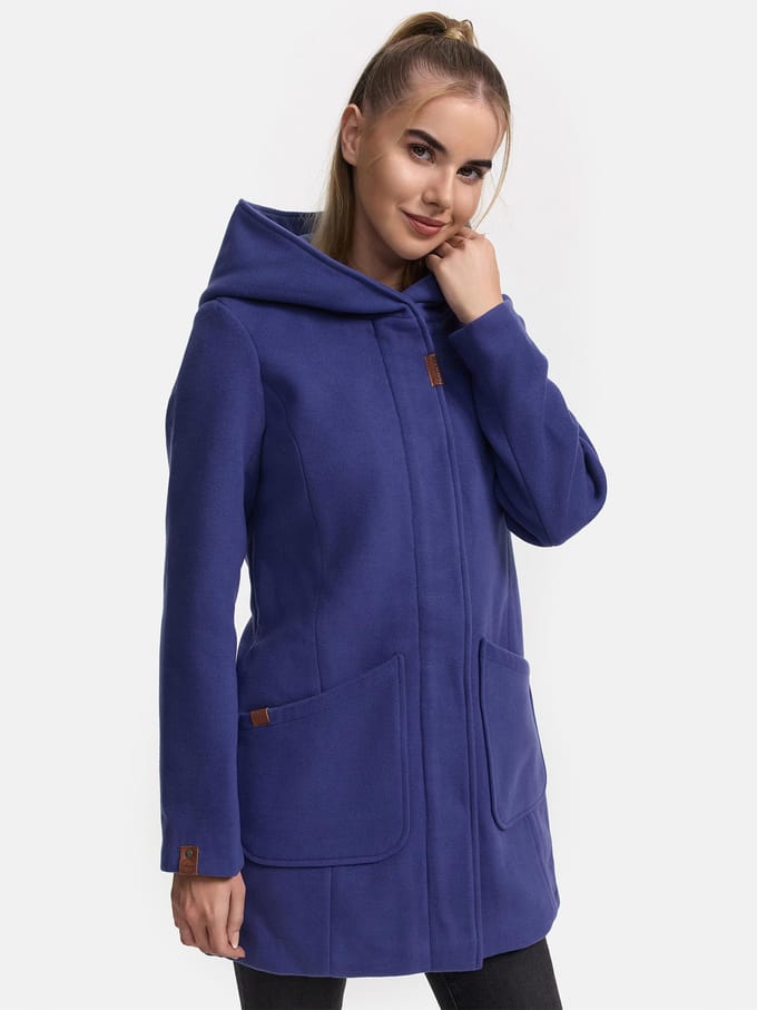 Marikoo dames wintermantel met capuchon en getailleerd model