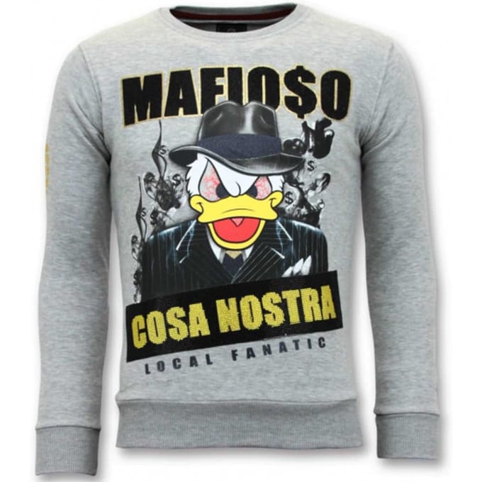 Exclusieve Sweater Heren - Cosa Nostra Mafioso - Grijs