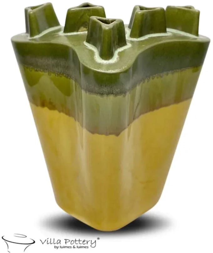Reactief Groen Geel vaas Chimney D33 x B16 x H26