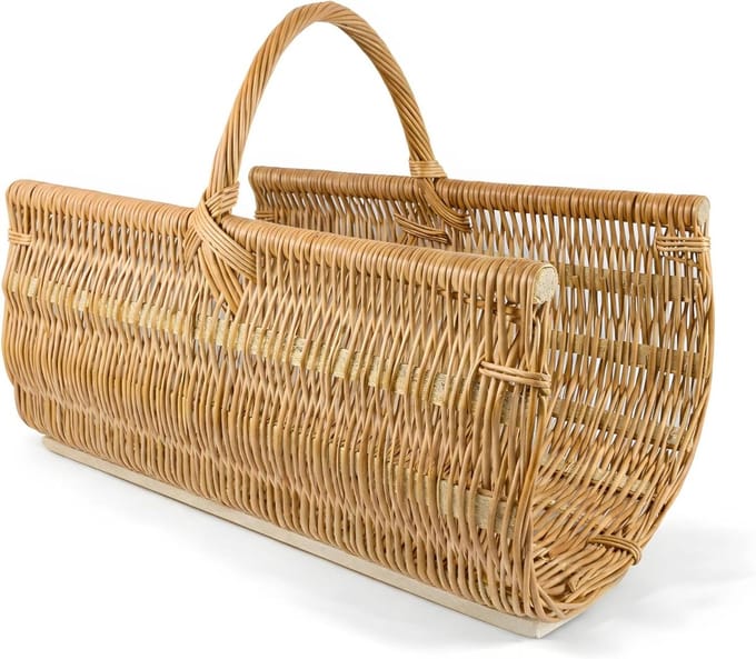 Wicker Basket - Wood Basket - Firewood Storage - Handwoven - 60 x 48 x 48 cm - Natural