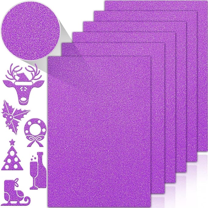 Glitter Karton Papier - Sprankelend Knutselpapier - Creatieve Projecten - Zwaar Gewicht 250 g/m² - A4 Formaat - Paars
