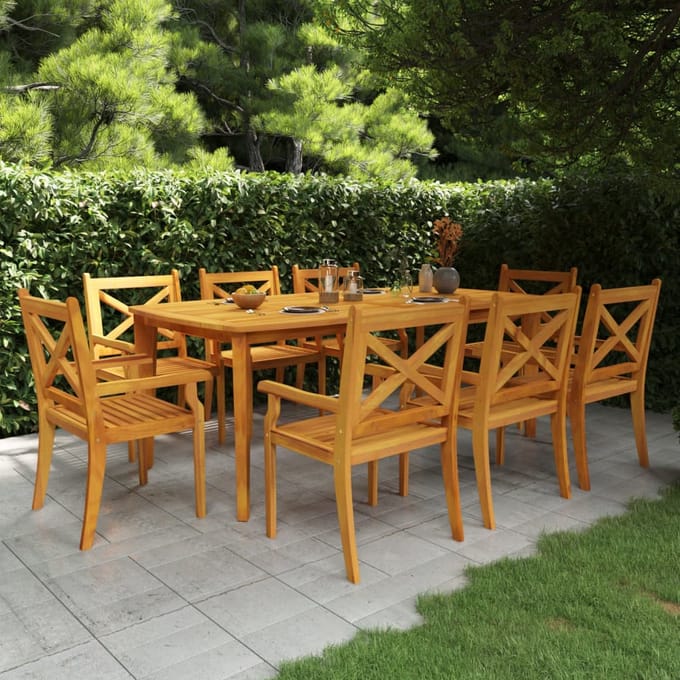 vidaXL - 9-delige - Tuinset - massief - acaciahout