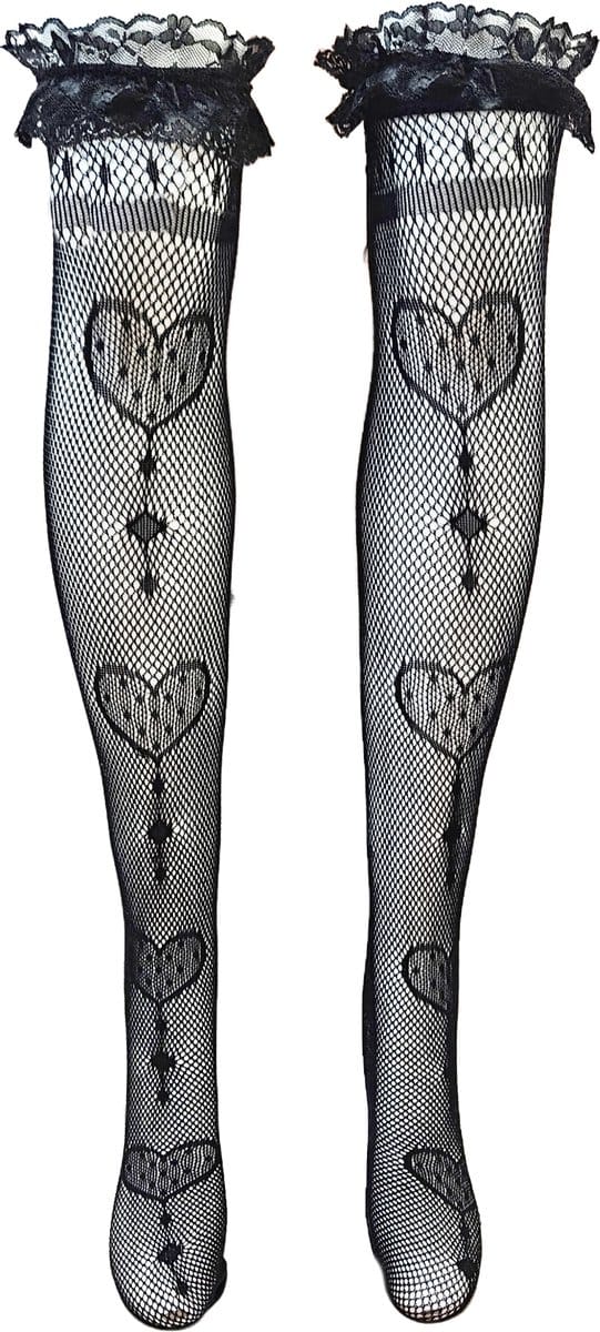 BamBella ® - Sokken - Kant - halfhoge kousen net stof zwart