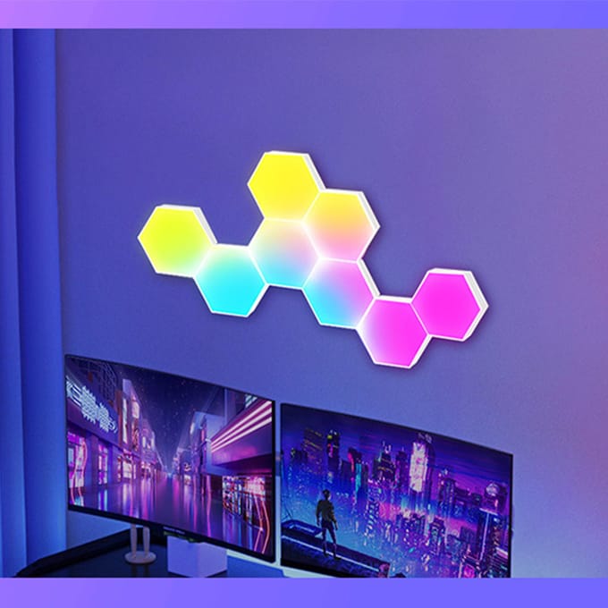 DIY BT graffiti wifi spraakbesturing zeshoekige gaming honingraat vreemd lichtbord splicing quantum wit