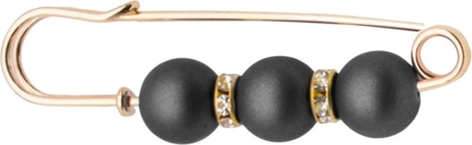 Fako Bijoux® - Sierspeld - Sjaalspeld - Vestsluiting - Vestspeld - Parels & Strass - 65mm - Mat Zwart