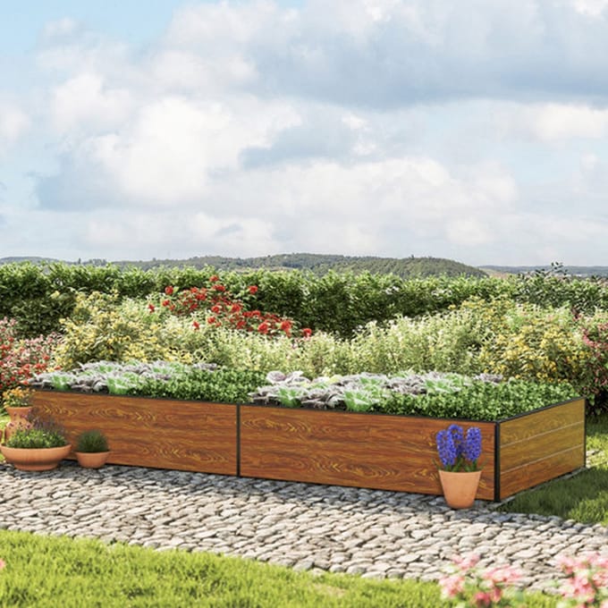 297 x 119 x 39 cm Moestuinbak Halfsize, Laklaag met houtoptiek