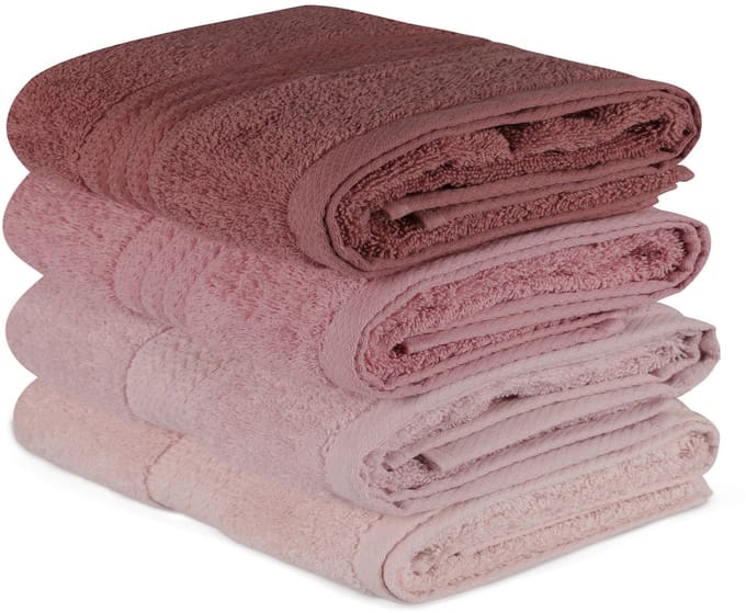 Asir - Handdoekenset - Lichtroze 50 x 90 cm - 100% Katoen - 4 Stuks