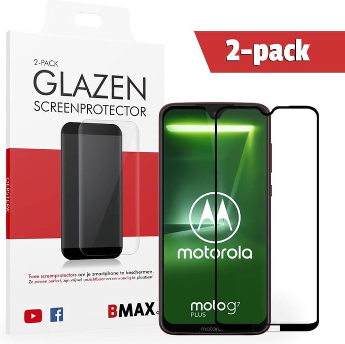 2-pack BMAX geschikt voor Motorola Moto G7 Plus Screenprotector Full Cover Glas | Beschermglas | Tempered Glass