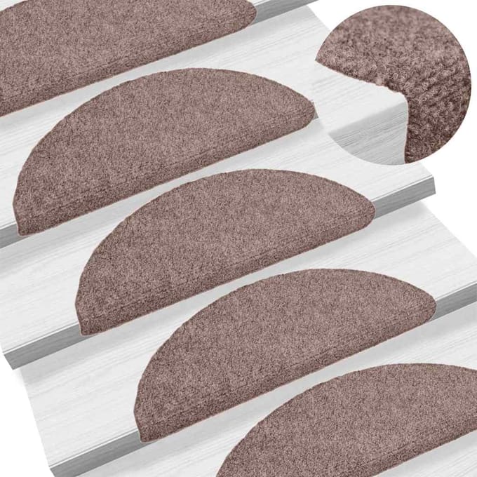 vidaXL - Trapmatten - Zelfklevend - 20 - stuks - 56x17x3 - cm - lichtbruin - Halfrond