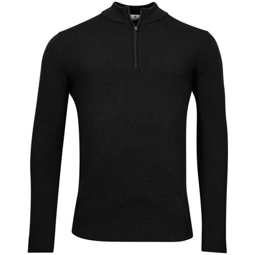 Thomas Maine Trui Half Zip Single Knit Merino Blend Zwart / male
