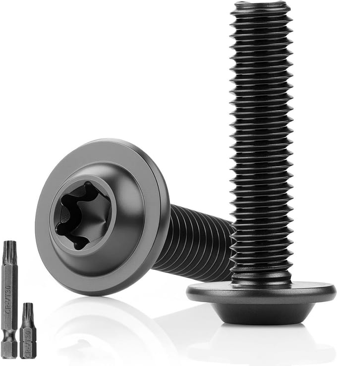 25x Zwarte Lenskopschroeven M6x25mm met Flens en Torx Drive - RVS A2