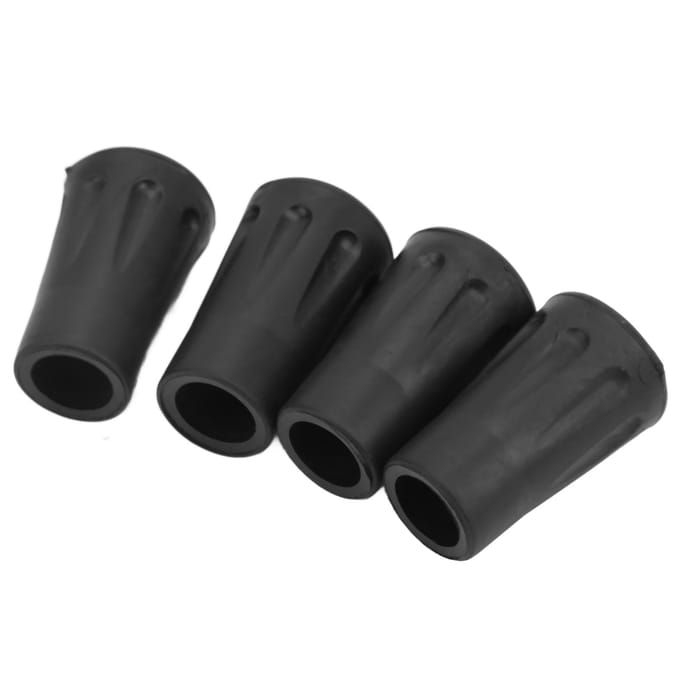 4 stuks rubberen vervangende puntbeschermers voor wandelstokken met een gatdiameter van 12 mm black