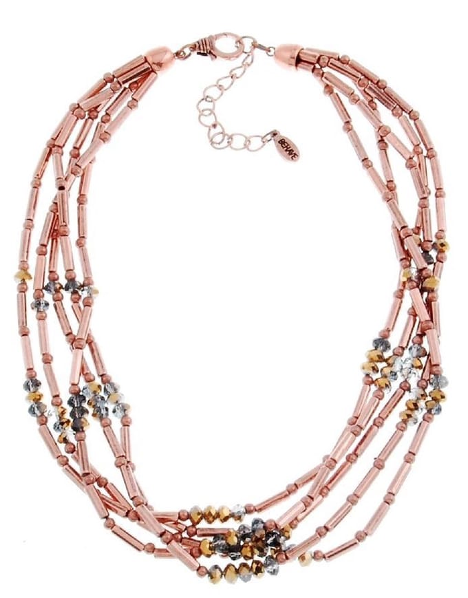 Behave - Korte ketting rosé met facet glasstenen - 45 cm