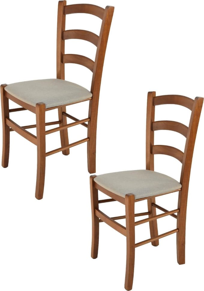 Tommychairs Venice - Eetkamerstoelen - Set van 2 - Licht Walnoot & Licht Bruin - Kunstleer & Hout