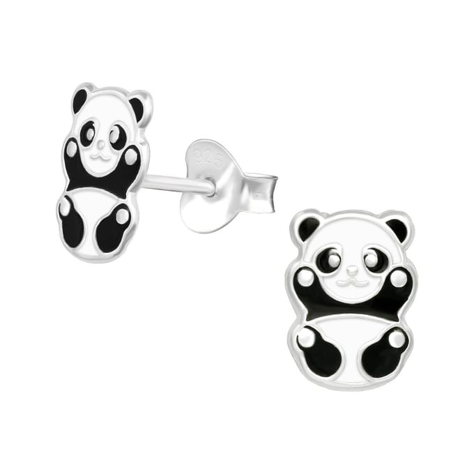 Princess Oorbellen Panda - 925 Zilver E-Coating - Dier - 6x8mm