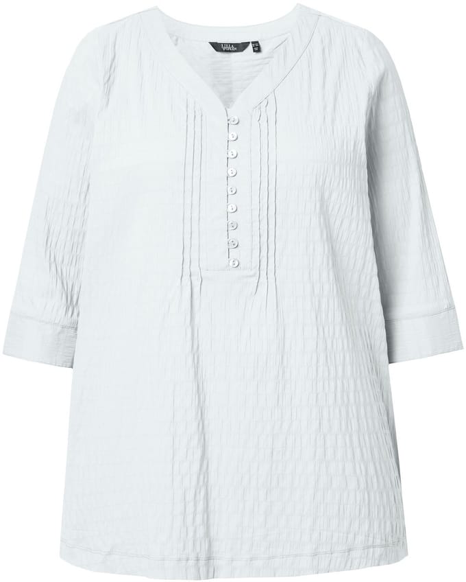 Ulla Popken - Dames - Tuniek bubble-materiaal 3/4-mouwen - Sneeuwwit - Maat 42+