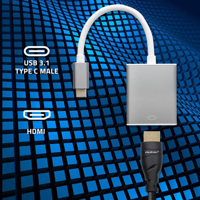 Qoltec USB-C 3.1-adapter |   HDMI |   4K |   MHL |   Aluminium