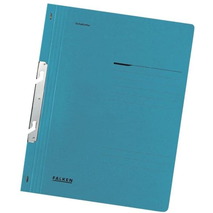 FALKEN snelhechtmap met inhaakbeugel, A4, volledige kaft, 1 stuk, blauw