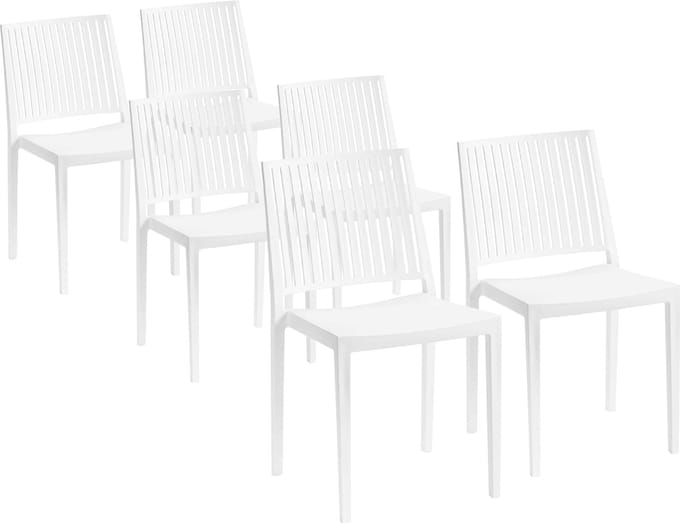 Terrasstoel Bars (set van 6) - wit - stapelbaar