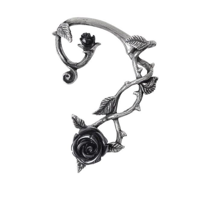 Alchemy - WILD BLACK ROSE Oor wrap - Zilverkleurig/Zwart